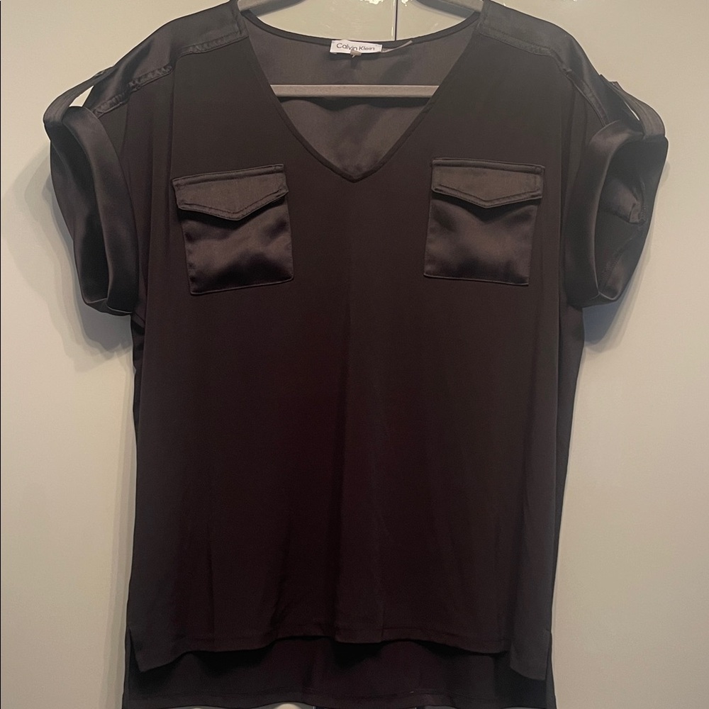 Calvin Klein Women's Black Satin Blouse